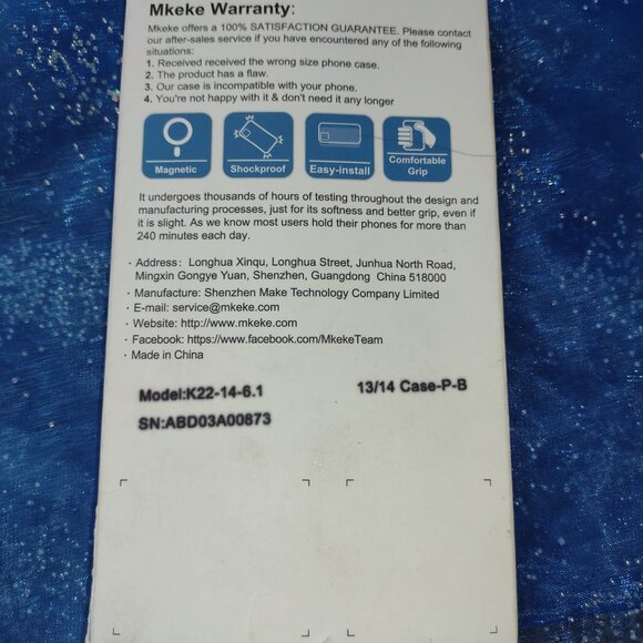 NEW Apple iPhone 13 or 14 Clear Phone Case Purple Blue K22-14-6.1 - Picture 4 of 5